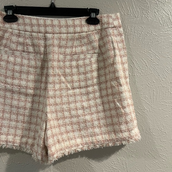 Ann Taylor Pink Plaid High Waist tweed shorts - Picture 6 of 7